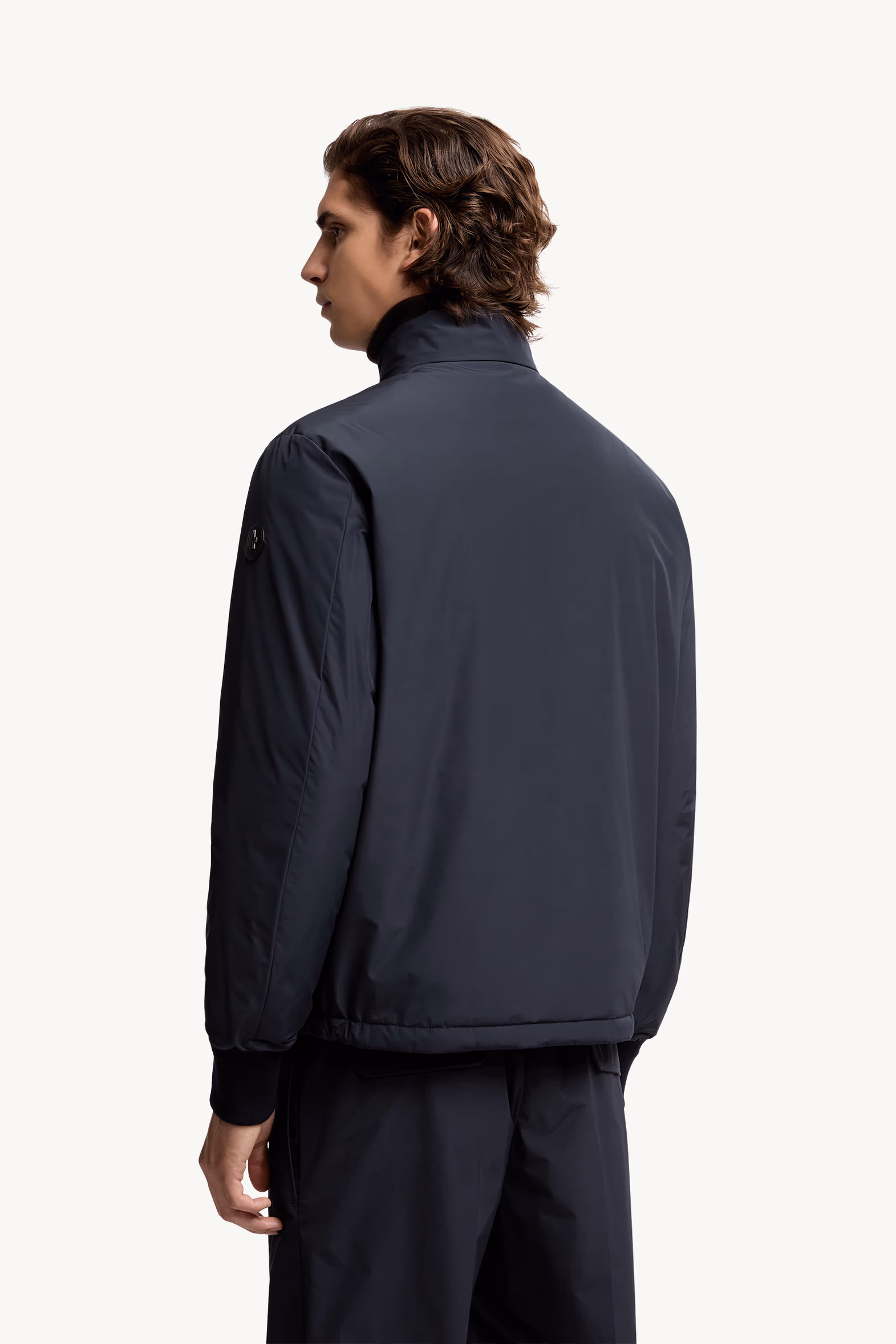 Lanques Leather-Trimmed Short Down Jacket Men Navy Blue Moncler 5